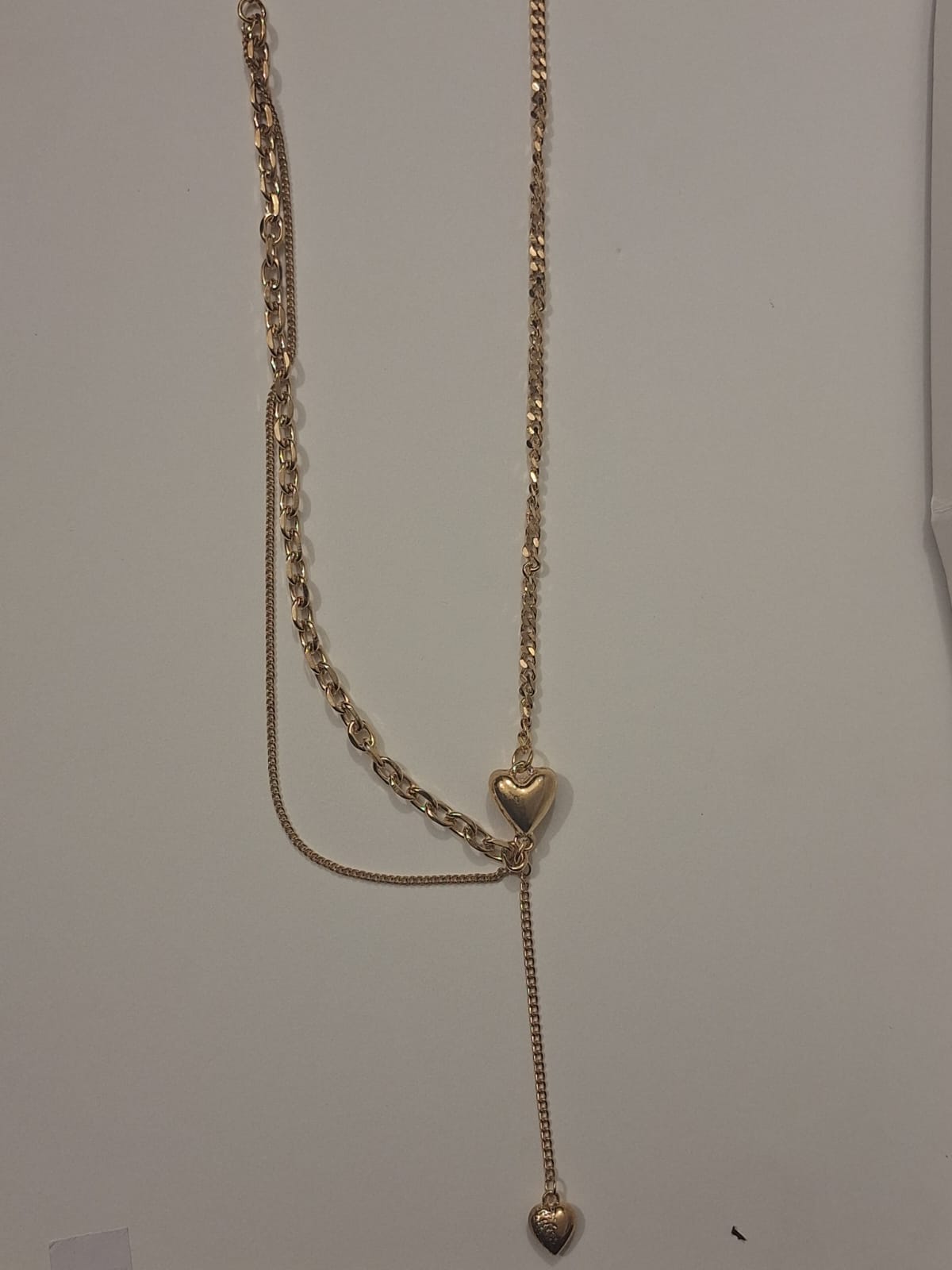 Double Heart Gold Chain Necklace