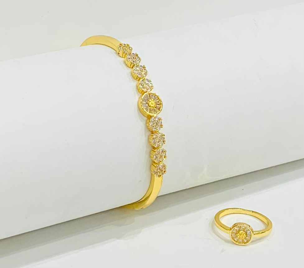 Diamond Floral Bangle Set