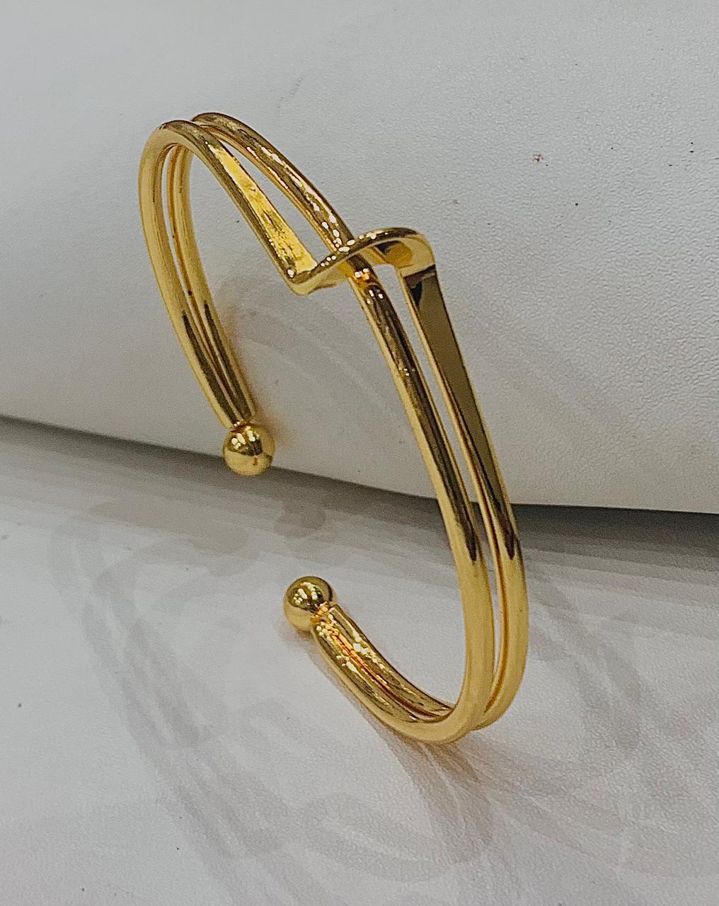 Steel gold bangle