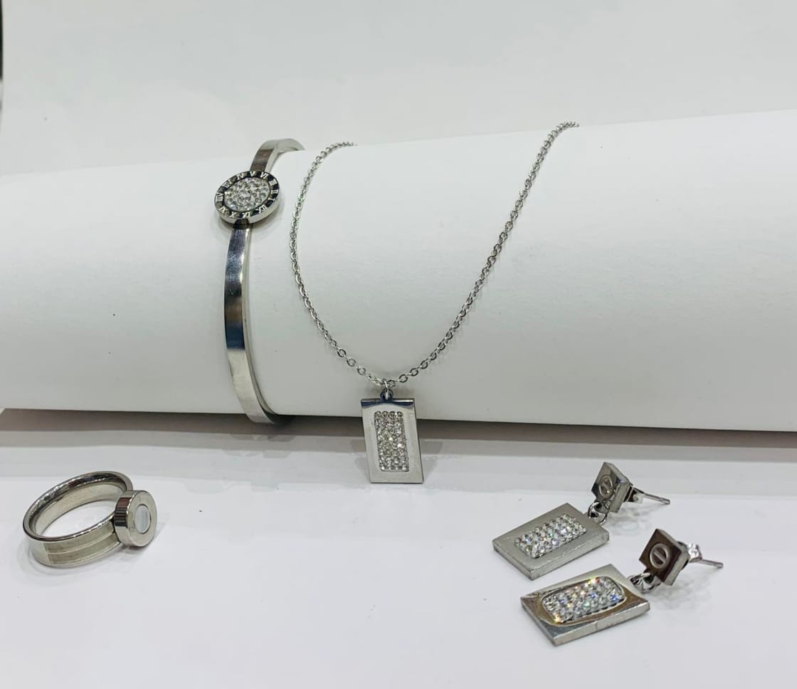 Silver Luxury Jewelry Ensemble