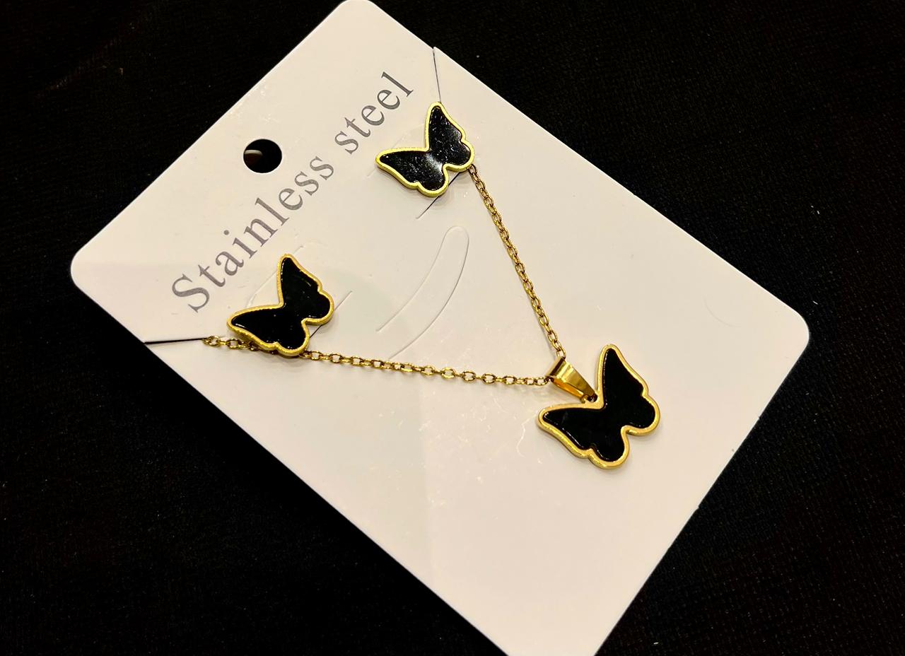 Butterfly Earrings and Necklace Set