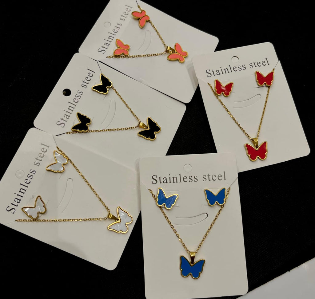 Butterfly Earrings and Necklace Set