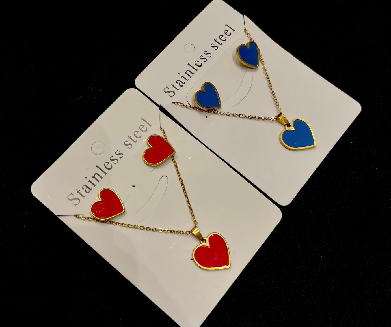 Red Heart Necklace and Earring Set