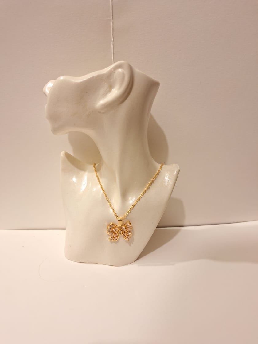 Gold Bow Pendant Necklace