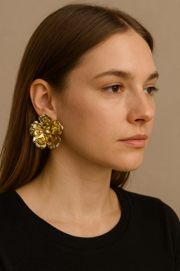 Gold Floral Earrings