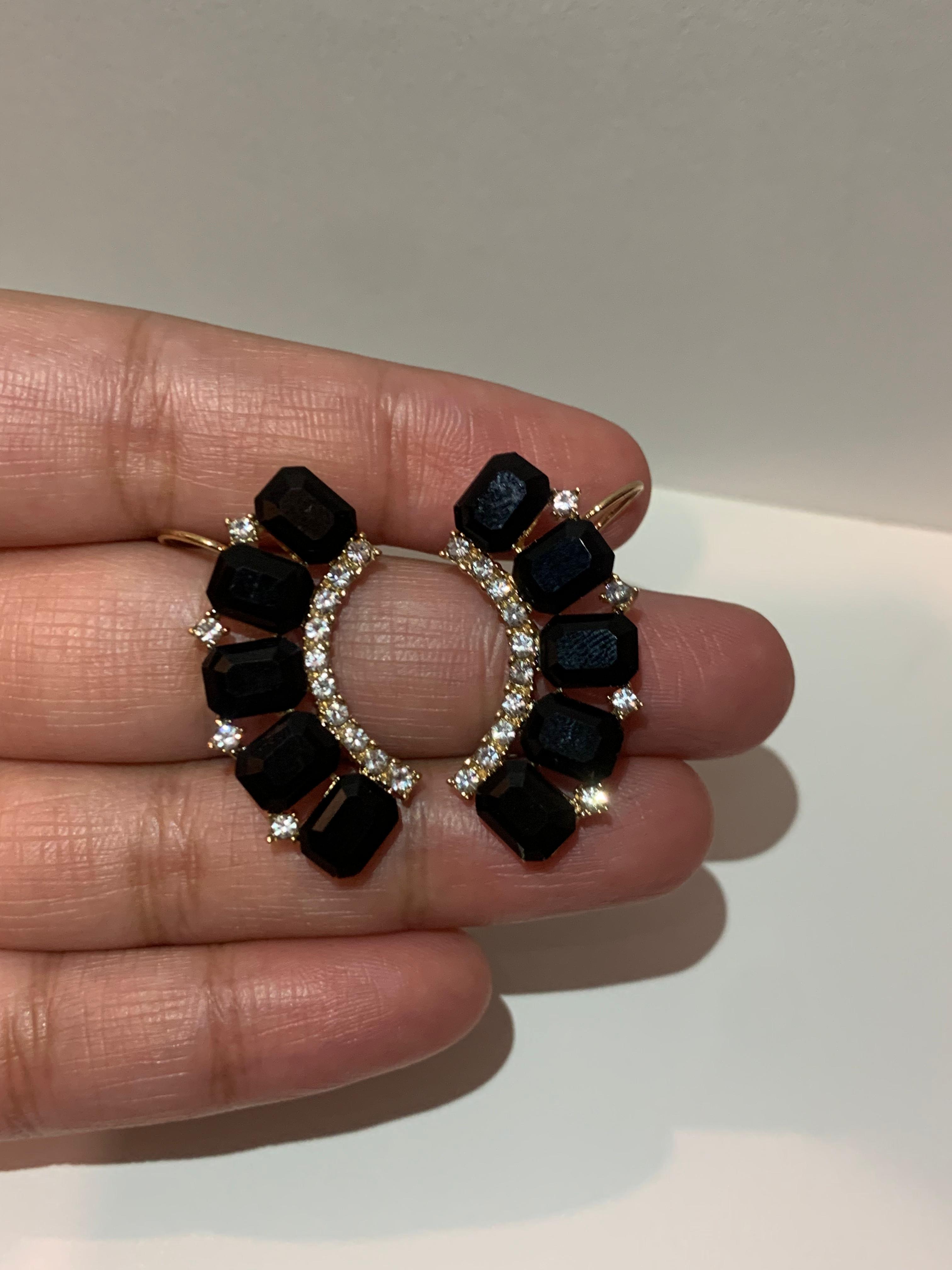 Black Crystal Dangling EarCuff