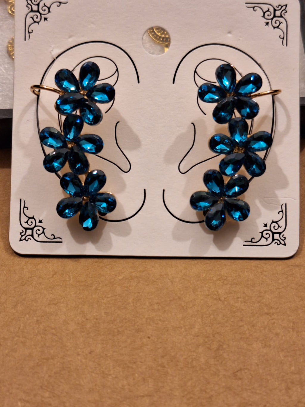 Blue Floral Earcuff