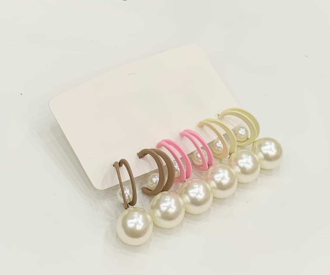 Pearl Accent Hoop Earrings: