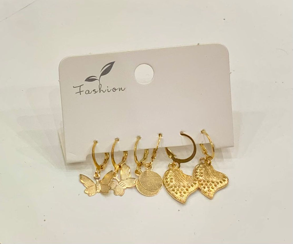 Gold Charm Earrings Set