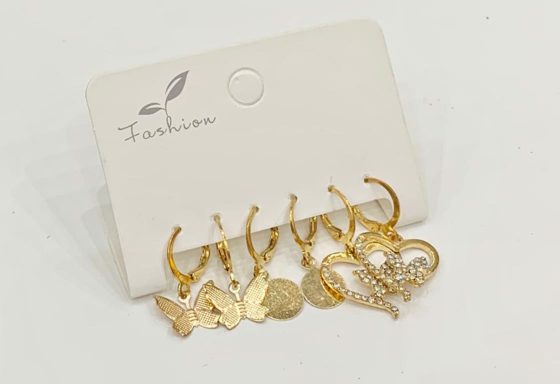 Gold Charm Earrings Set