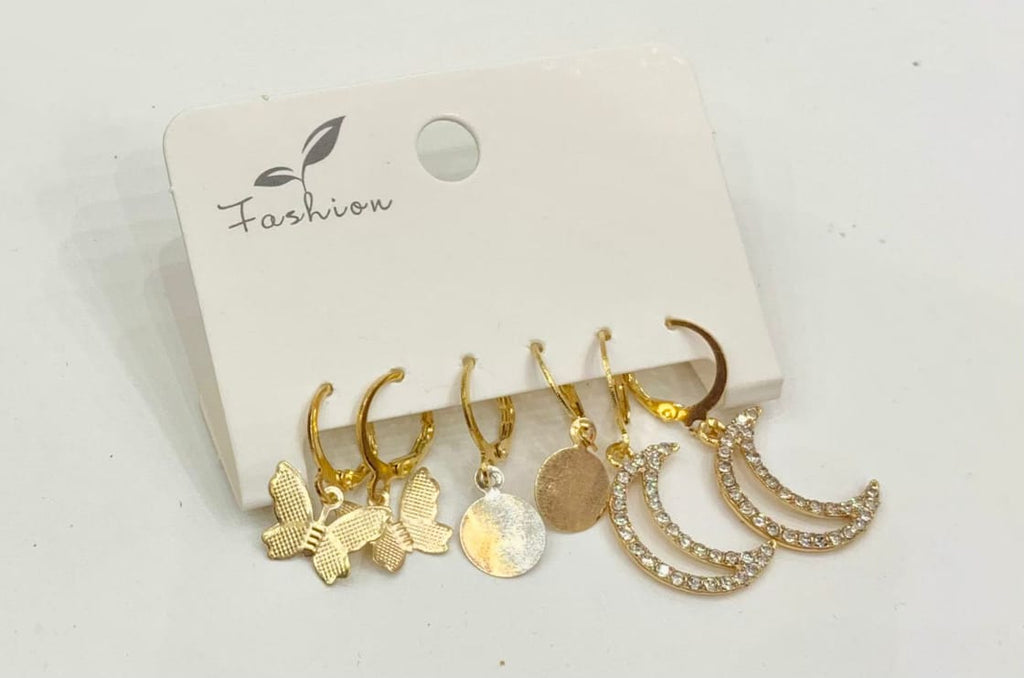 Gold Charm Earrings Set