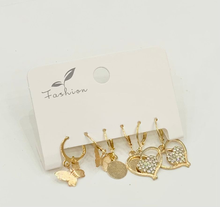 Gold Charm Earrings Set