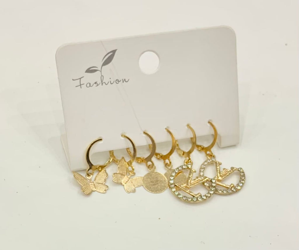 Gold Charm Earrings Set