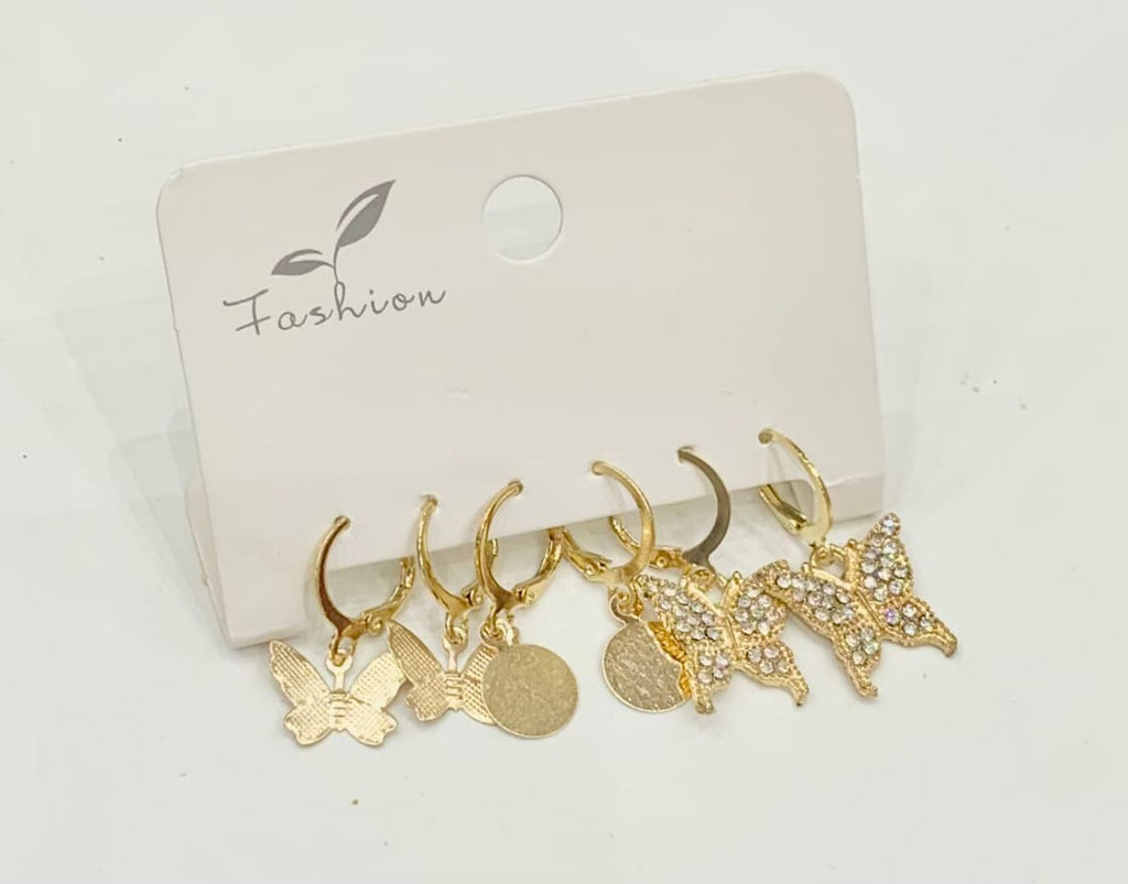 Gold Charm Earrings Set