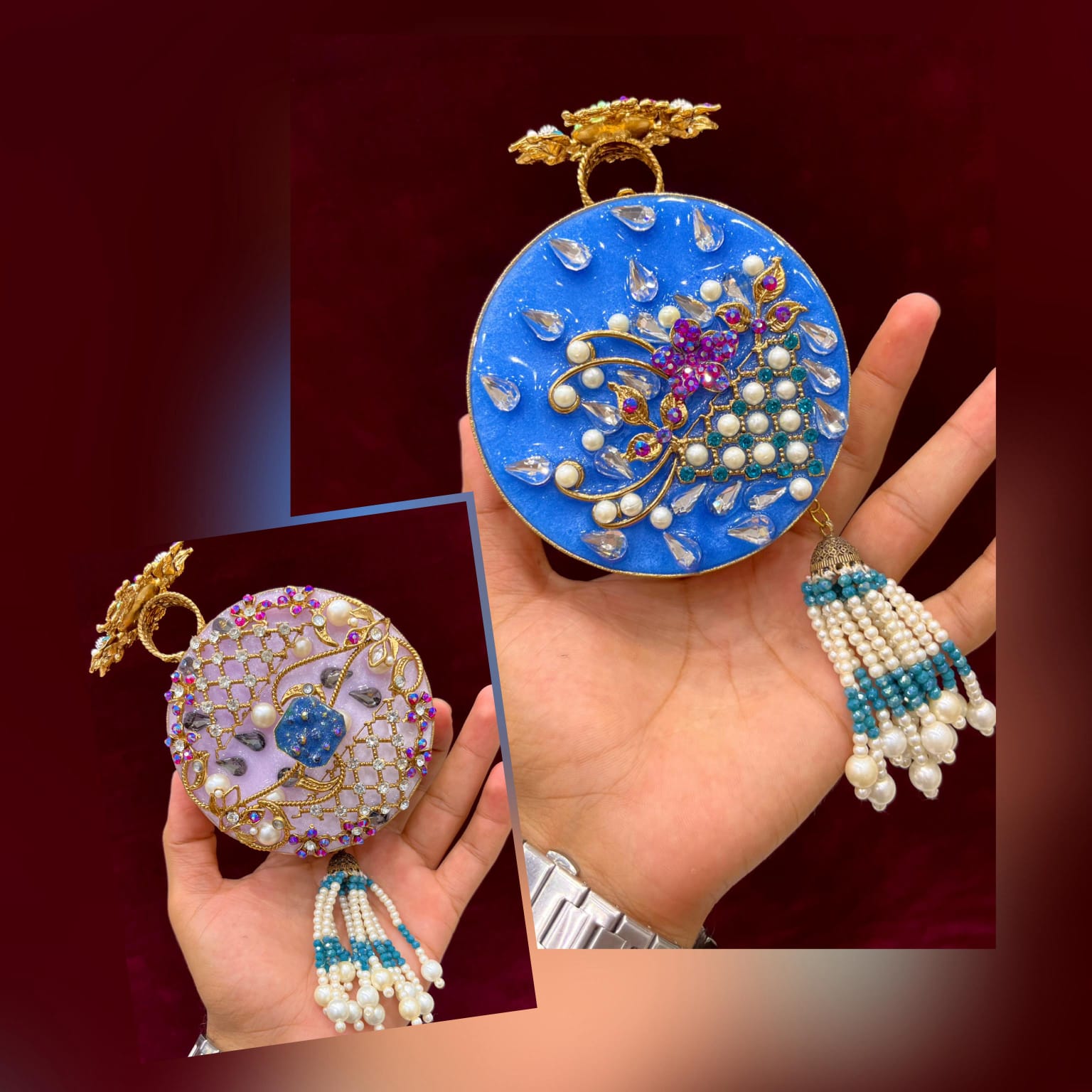 Ornate Round Clutches