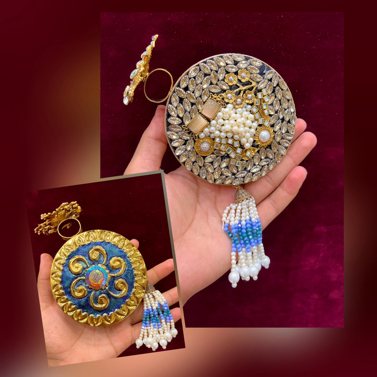 Ornate Round Clutches
