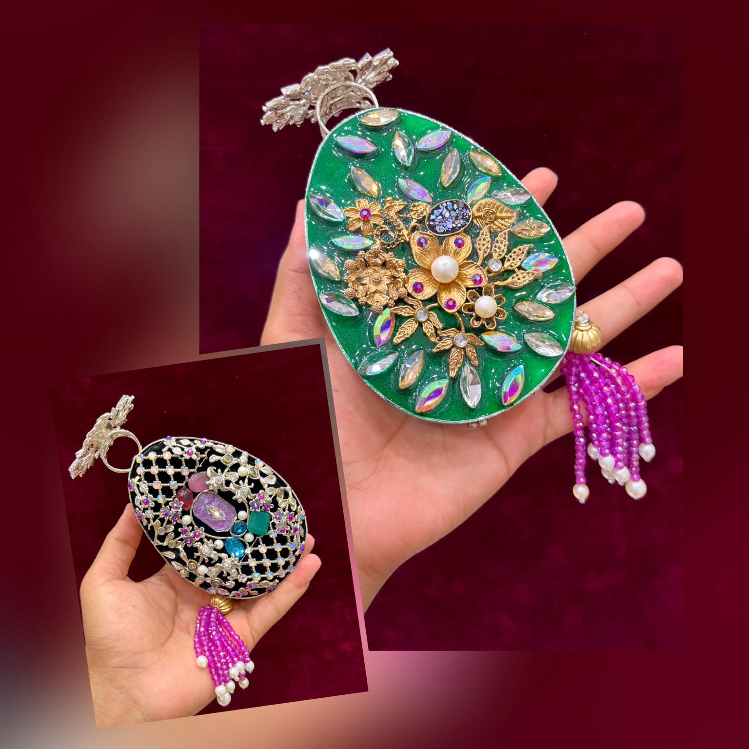 Jewelled Oval Clutch